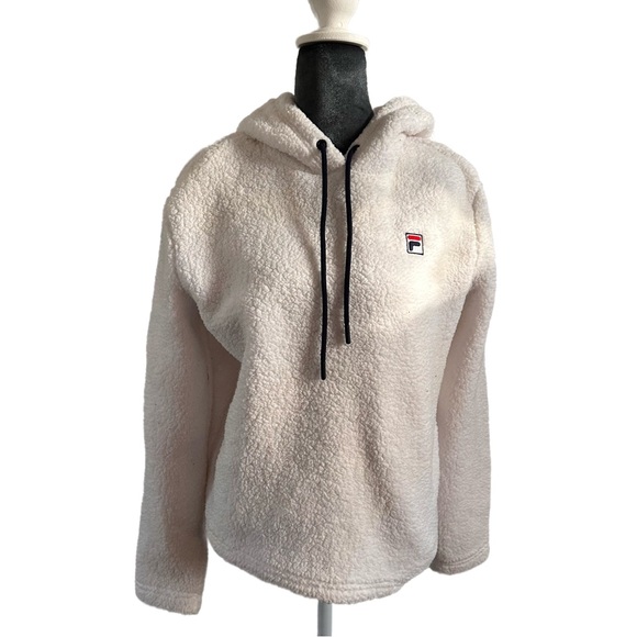 Fila Tops - Fila Sherpa Caroline Hoodie Pullover NWT – Women’s Medium – White Cozy Fleece